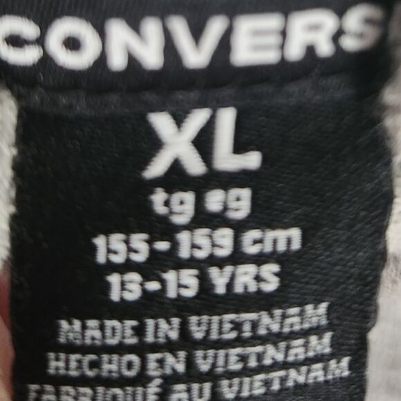 Converse Chuck Taylor Girls Foil‎ Graphic Cropped Pullover Hoodie Grey XL - Picture 6 of 14